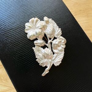 Vintage Sterling Silver Floral Brooch